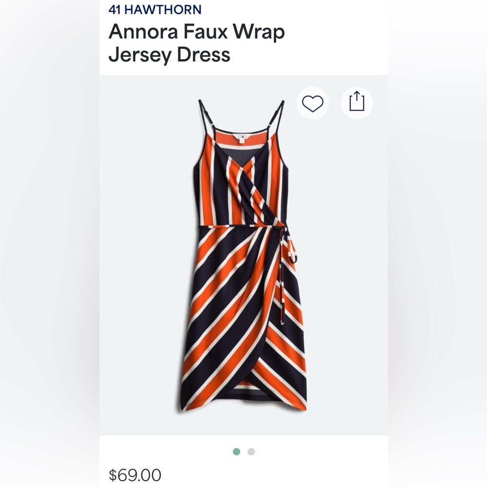 Market & Spruce Asymmetrical Orange and Navy Wrap Sundress. Size medium